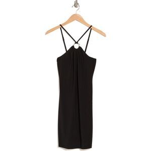 Bebe Halter Neck O-Ring Minidress New